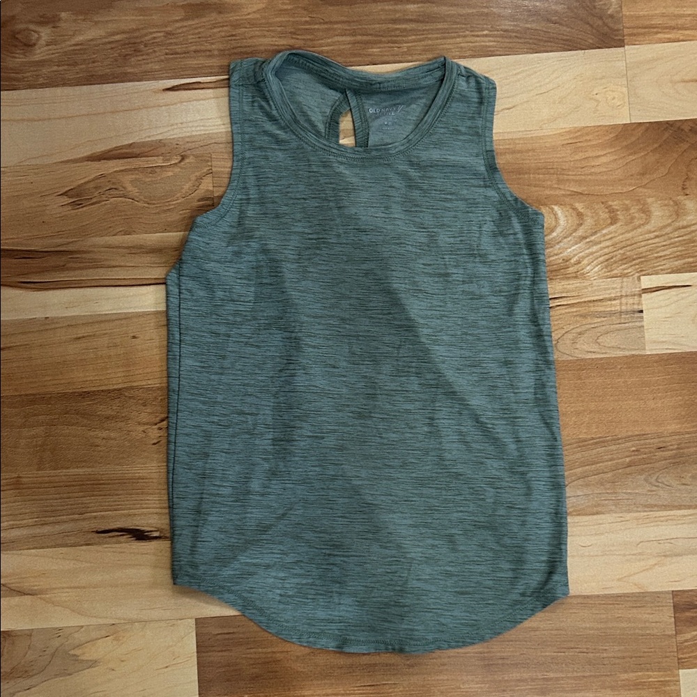Old Navy Kids Heathered Keyhole Tank Top - Olive Green 8 M - Picture 1 of 6